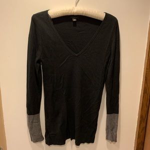 Ann Taylor Sweater with Gray Cuff Sleeves.